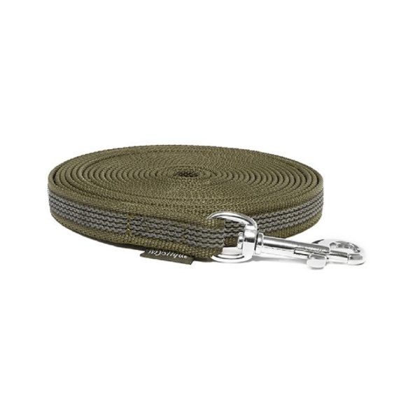 Mystique® Gummierte Schleppleine 15mm mit Handschlaufe Standard Karabiner khaki 20m