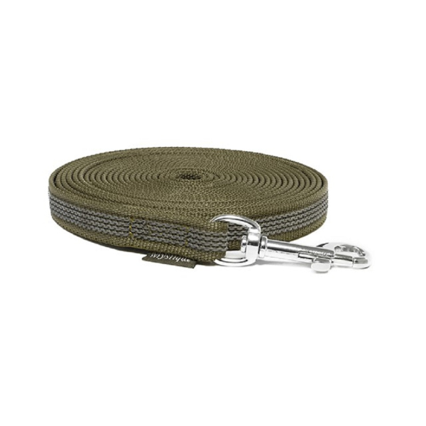 Mystique® Gummierte Schleppleine 12mm mit Handschlaufe Standard Karabiner khaki 5m