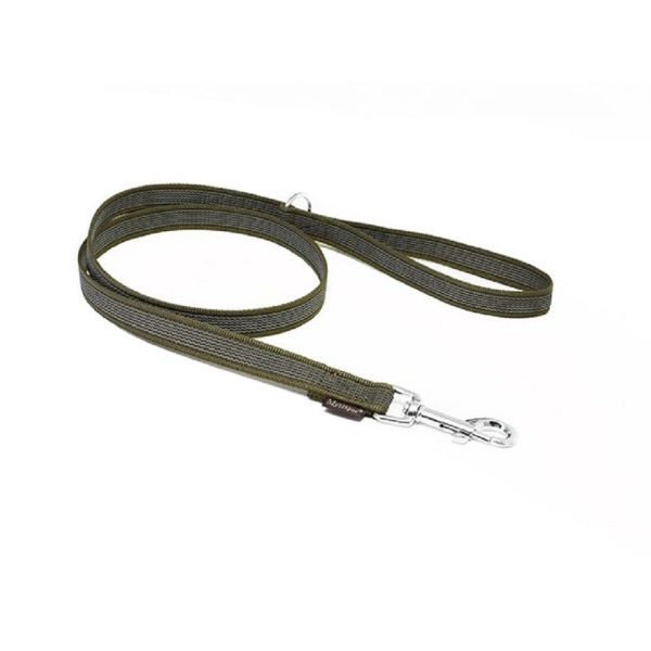 Mystique® Gummierte Leine 15mm mit Handschlaufe Standard Karabiner khaki 1,2m