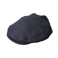 Walker and Hawkes Herren Tweed Flat Cap Derby Cambridge – Blue Tweed