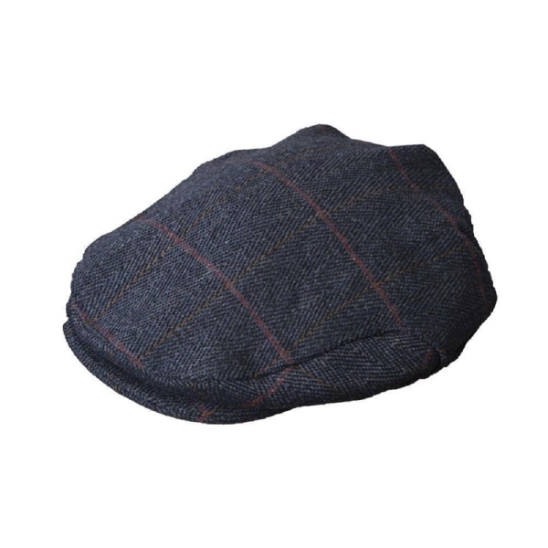 Walker and Hawkes Herren Tweed Flat Cap Derby Cambridge – Blue Tweed XXL (61cm)