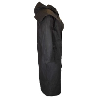 Gewachster Mantel Stockman mit Kapuze Schwarz