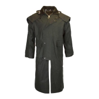 Walker and Hawkes Herren gewachster Mantel Stockman mit Kapuze – Olive L
