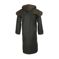 Walker and Hawkes Herren gewachster Mantel Stockman mit Kapuze – Olive L