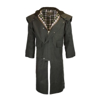 Walker and Hawkes Herren gewachster Mantel Stockman mit Kapuze – Olive L