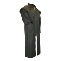 Walker and Hawkes Herren gewachster Mantel Stockman mit Kapuze – Olive L