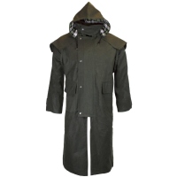 Gewachster Mantel Stockman mit Kapuze Olive XXL