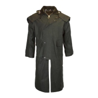 Gewachster Mantel Stockman mit Kapuze Olive XXL
