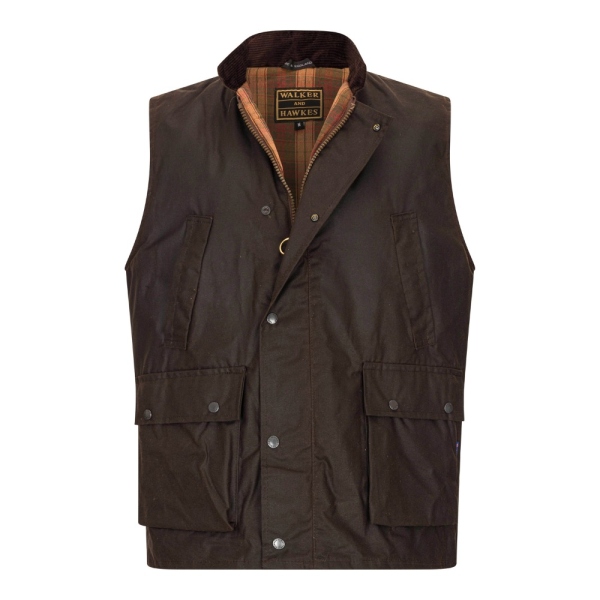 Walker and Hawkes Herren Wachsweste Winchester – Braun XXL