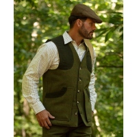 Walker and Hawkes Herren Tweed Weste Derby Winston – Dark Sage L