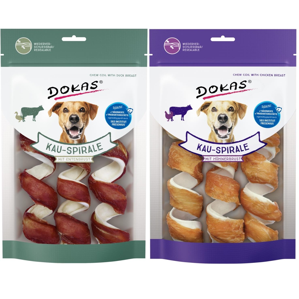 DOKAS - Kau-Spirale mit Hhnerbrust und Entenbrust 2er Pack (2 x 110g) -  Marios Dogshop - nur das Beste fr Ihren vierbeinigen Liebling