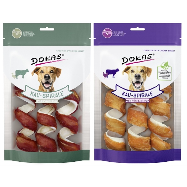 DOKAS - Kau-Spirale mit Hühnerbrust und Entenbrust 2er Pack (2 x 110g)