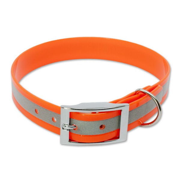 Mystique® Biothane Halsband deluxe 25mm reflex orange gold 35-43cm