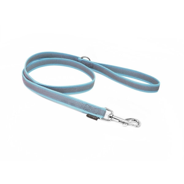 Mystique® Gummierte Leine 20mm mit Handschlaufe Standard Karabiner hellblau 1m