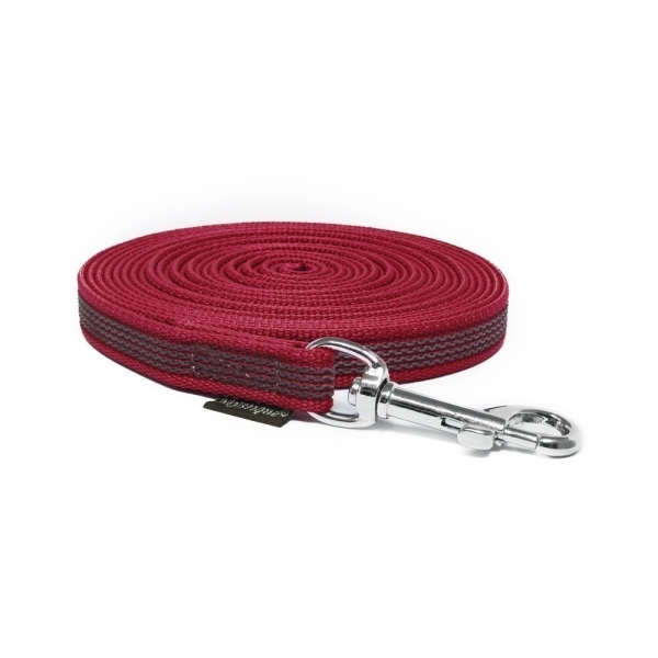 Mystique® Gummierte Schleppleine 12mm mit Handschlaufe Standard Karabiner weinrot 7,5m