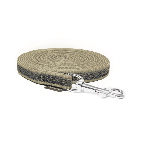Mystique® Gummierte Schleppleine 15mm mit Handschlaufe Standard Karabiner beige 5m