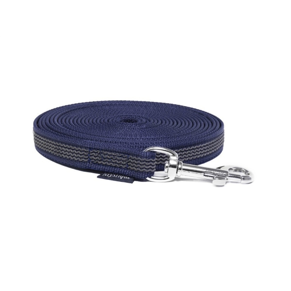 Mystique® Gummierte Schleppleine 15mm ohne Handschlaufe Standard Karabiner royal blau 10m