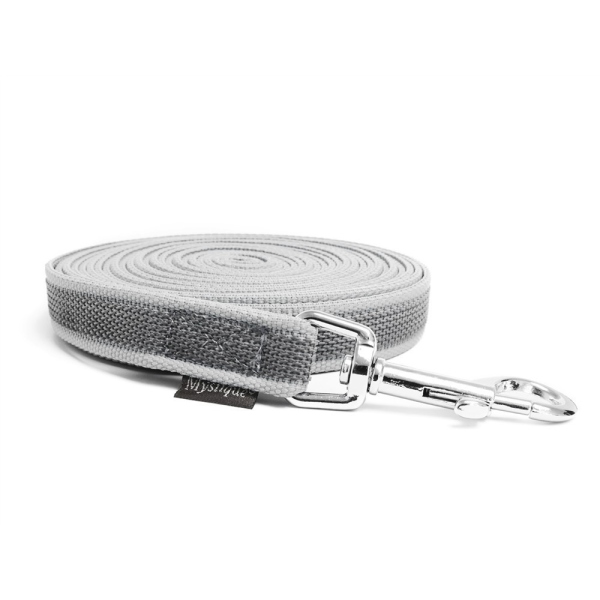 Mystique® Gummierte Schleppleine 20mm mit Handschlaufe Standard Karabiner grau 7,5m