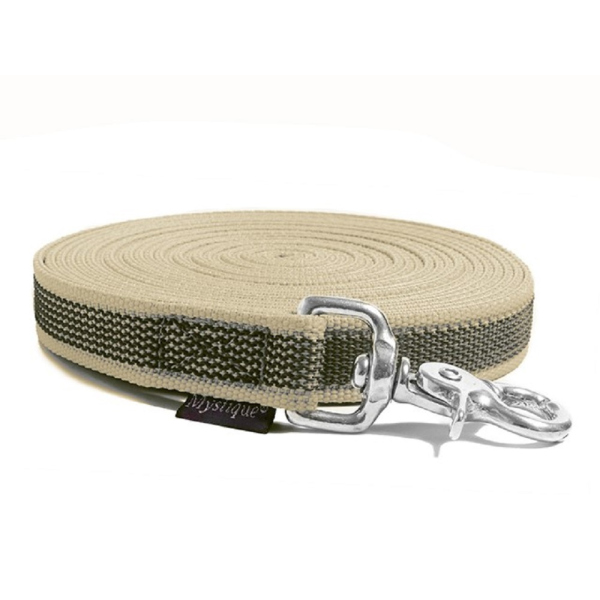 Mystique® Gummierte Schleppleine 20mm mit HS rostfreiem Scherenkarabinerhaken beige 5m