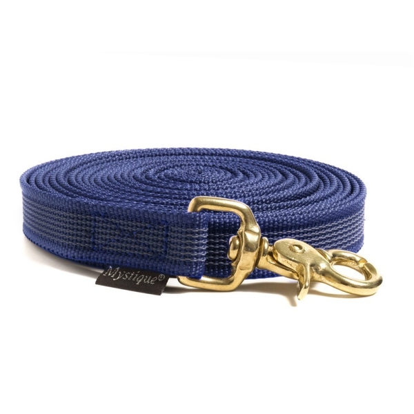 Mystique® Gummierte Schleppleine 20mm mit Handschlaufe Messing Scherenkarabiner royal blau 5m