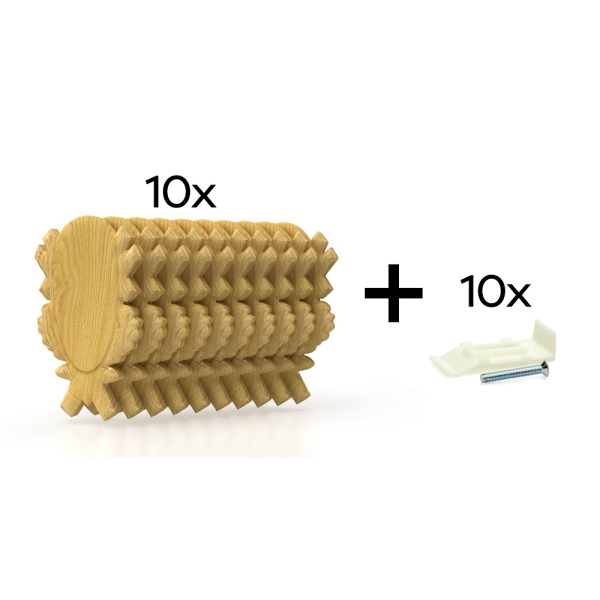 Rehbockbrett Eiche 4 geschnitzt hell - 10er Set mit Klammern