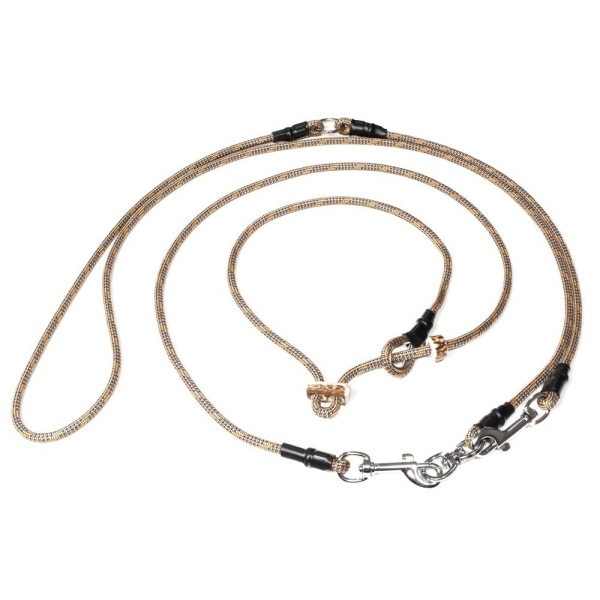 Mystique Hunting Profi Umhängeleine 6mm mit Zugbegrenzung L 325cm beige/blau