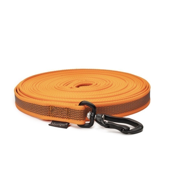 Mystique® Gummierte Schleppleine Robust mit Handschlaufe 20mm neon orange 5m