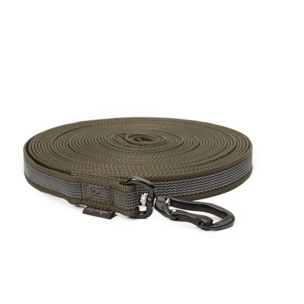 Mystique® Gummierte Schleppleine Robust ohne Handschlaufe 20mm khaki 5m
