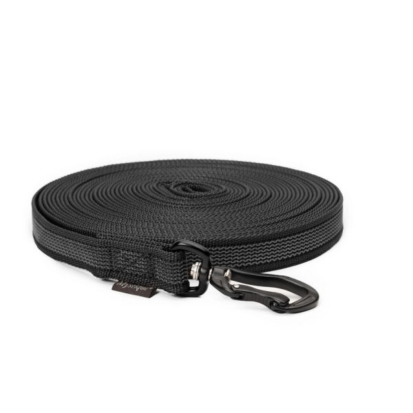 Mystique® Gummierte Schleppleine Robust ohne Handschlaufe 20mm schwarz 5m