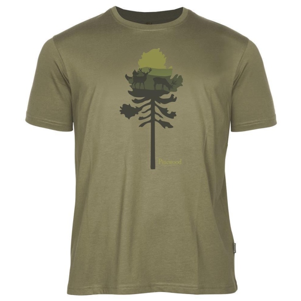 Pinewood 5449 Finnveden Recycled Outdoor T-Shirt Olive Melange Pine Tree (769)
