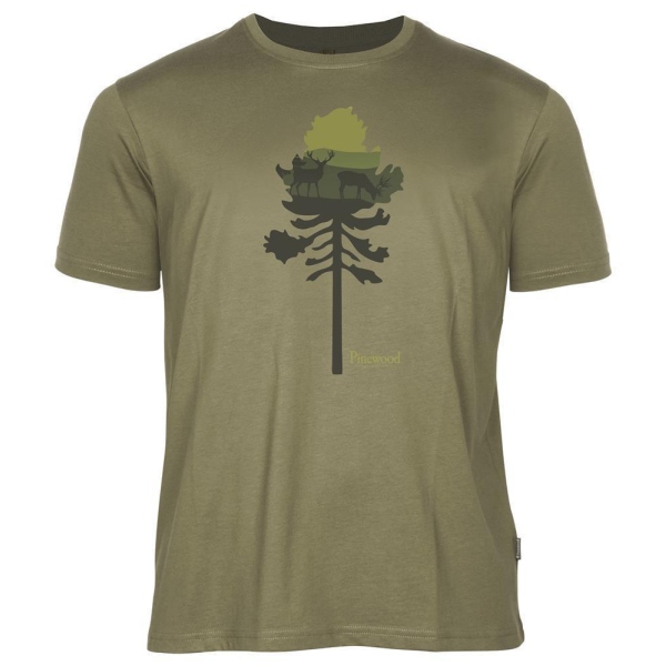 Pinewood 5449 Finnveden Recycled Outdoor T-Shirt Olive Melange Pine Tree (769) XXXL
