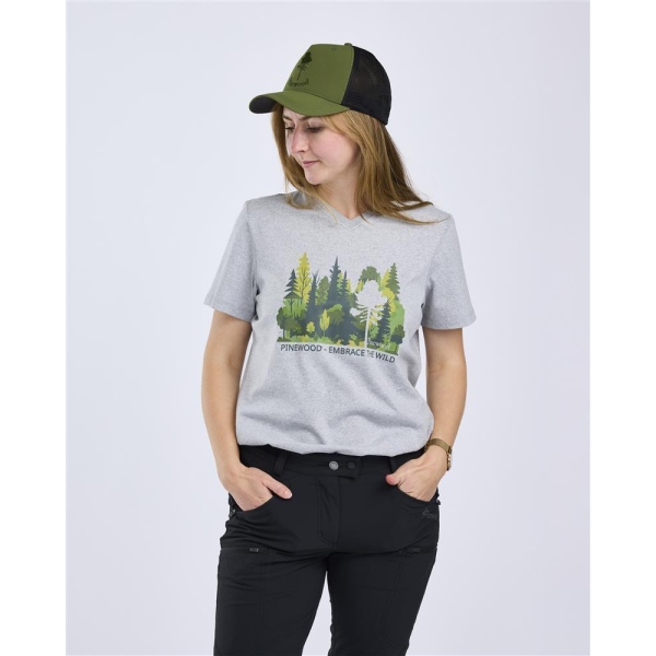 Pinewood 3449 Finnveden Recycled Outdoor Damen T-Shirt L.Grey Melange Forest (463) XL