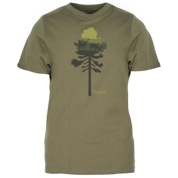 Pinewood 3449 Finnveden Recycled Outdoor Damen T-Shirt Olive Melange Pine Tree (769) XL