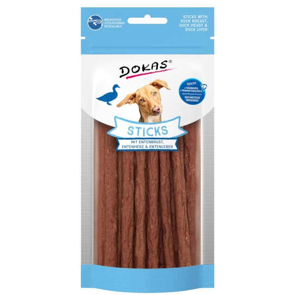 DOKAS - Sticks mit Entenbrust,Entenherz und Entenleber 1er Pack (1x60g)