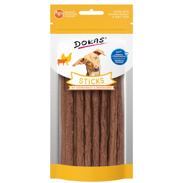 DOKAS - Sticks mit Hühnerbrust und Rinderleber 1er Pack (1x60g)