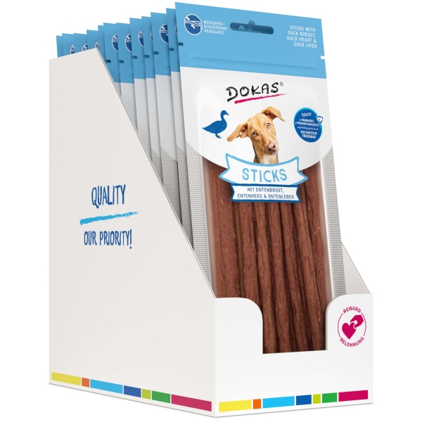DOKAS - Sticks mit Entenbrust,Entenherz und Entenleber 12er Pack (12x60g)