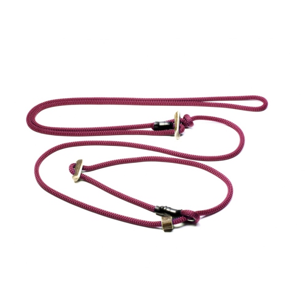 Hunting Profi lautlos Umhängeleine 8mm mit Zugbegrenzung 280cm weinrot