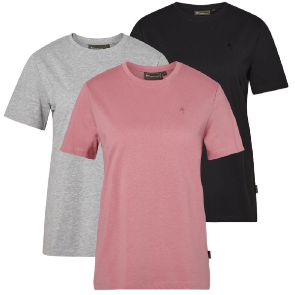 Pinewood 3447 3-Pack Damen T-Shirt Grey Melange/D.Pink/Black (473) M