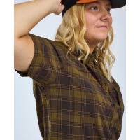 Pinewood 3121 Abisko Wanderbluse Damen Kurzarm D.Olive/D.Sandstone (778)