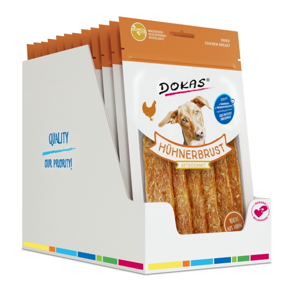DOKAS - Hühnerbrust getrocknet 11er Pack (11 x 70g)