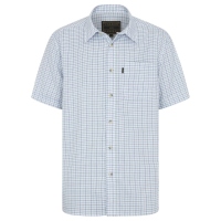 Walker and Hawkes Herren Hemd Kurzarm Burton Blau