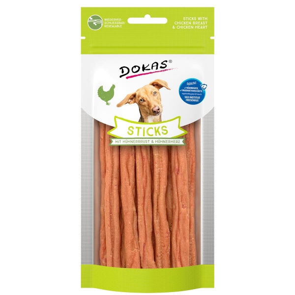 DOKAS - Sticks mit Hühnerbrust & Hühnerherz 6er Pack (6x60g)