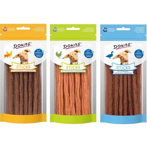 DOKAS - Sticks Mix-Set – Huhn & Ente & Rinderleber 3er Pack (3x60g)