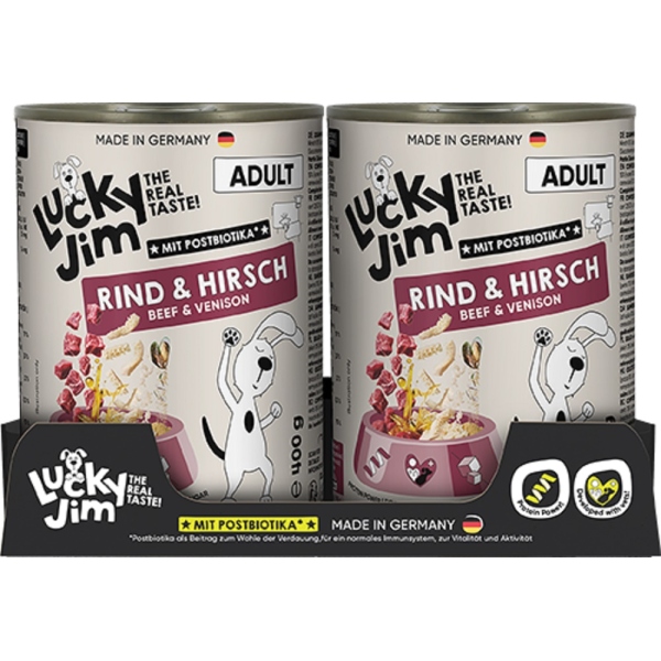 Lucky Jim Classic Adult Rind & Hirsch 6 x 400g