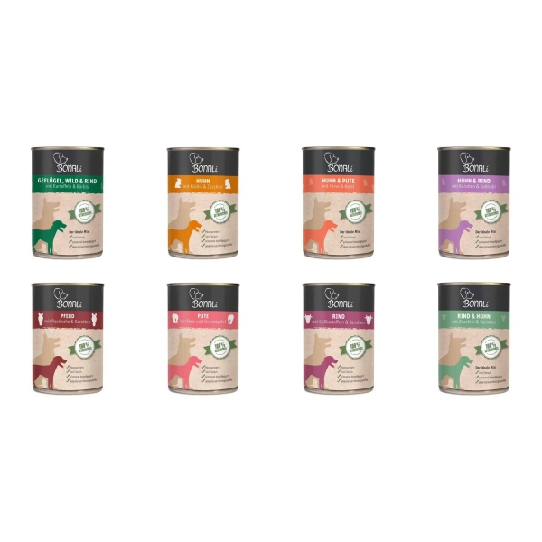 Bonali Hundefutter Probierpaket 8 Sorten Nassfutter
