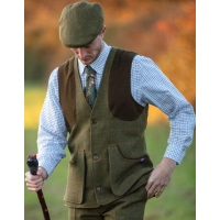 Walker and Hawkes Herren Tweed Weste Berston – Dark Sage